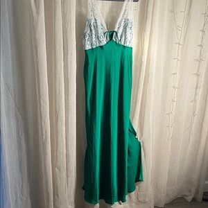 Free People Intimately Green and White Lace Maxi Dress